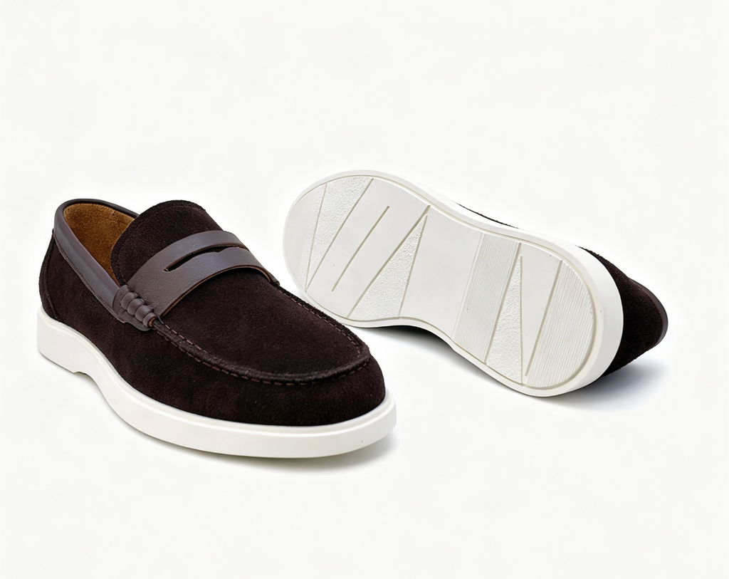 Men’s Handmade Suede Leather Loafers – Comfortable Business Casual Slip-On Shoes