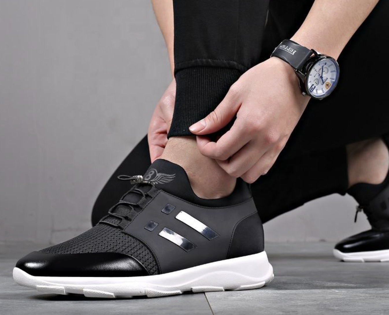 Men’s 8cm Height-Increasing Sneakers – Breathable Running & Casual Shoes with Custom Logo