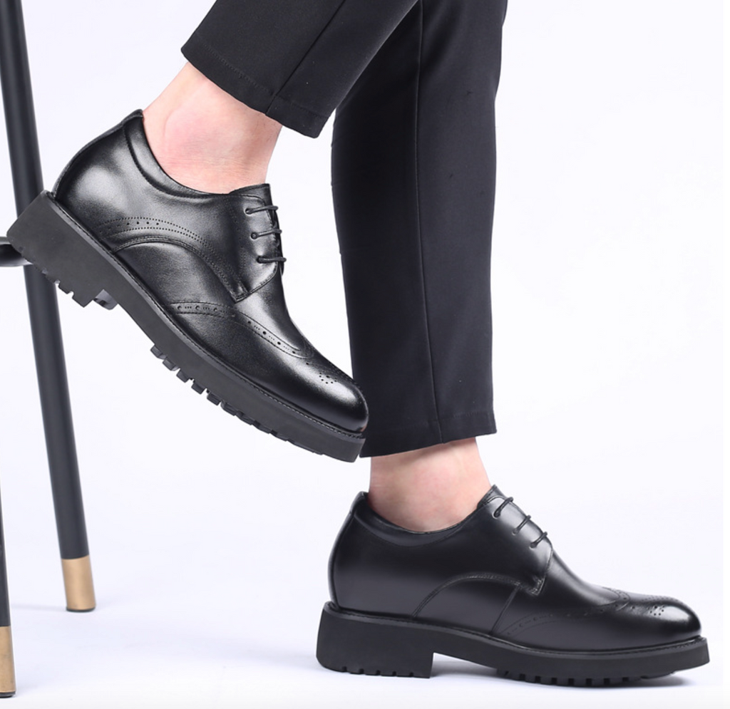 Men’s Pointed Toe Leather Dress Shoes – Low Heel Slip-On Business & Formal Shoes