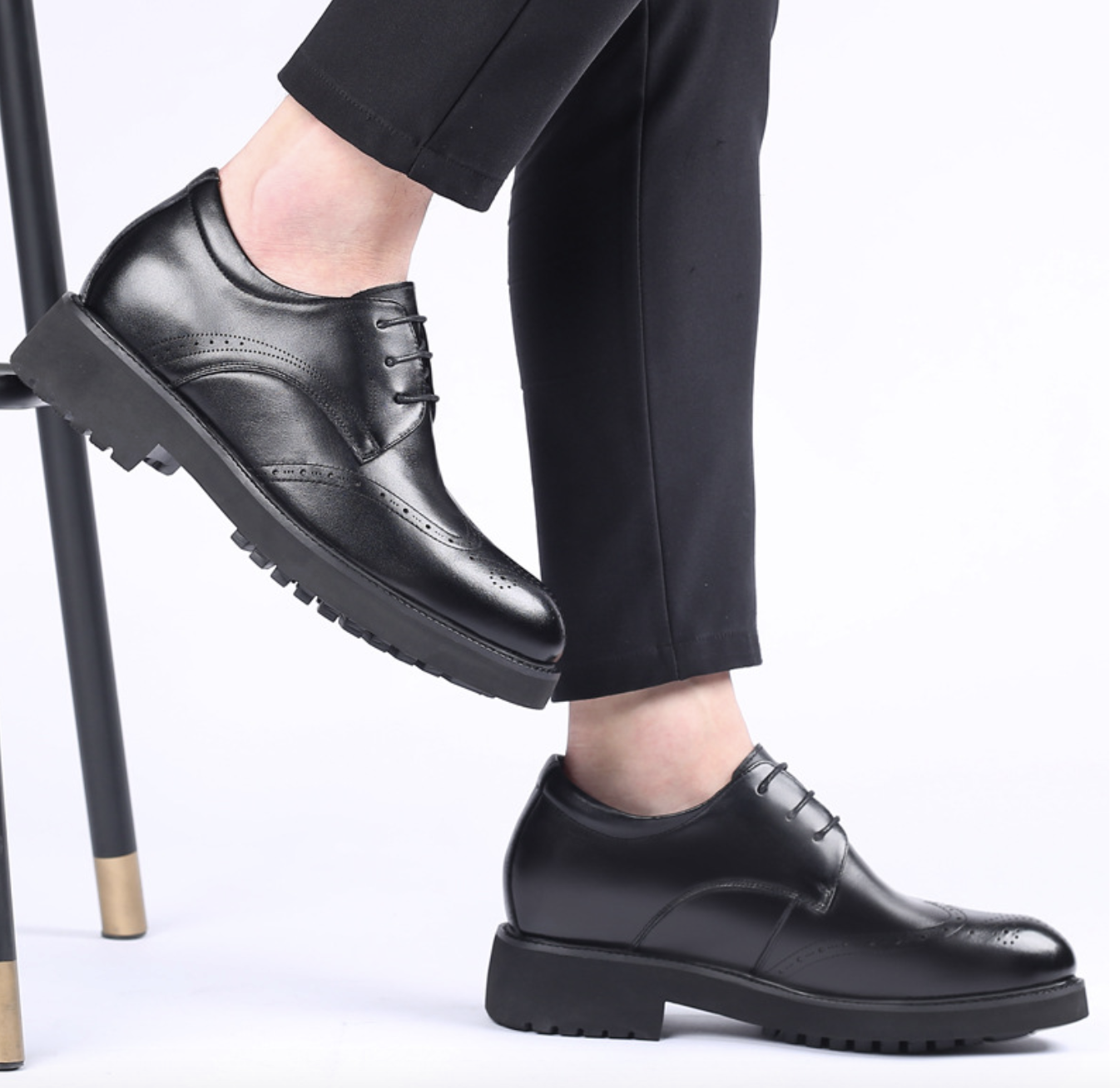 Men’s Pointed Toe Leather Dress Shoes – Low Heel Slip-On Business & Formal Shoes