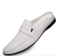 Men’s Casual Leather Half-Slippers – Trendy Low-Top Slip-On Shoes for Spring, Summer & Autumn