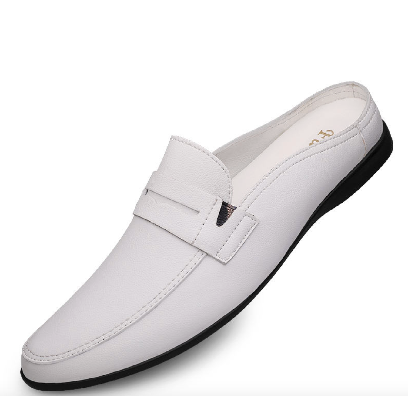 Men’s Casual Leather Half-Slippers – Trendy Low-Top Slip-On Shoes for Spring, Summer & Autumn