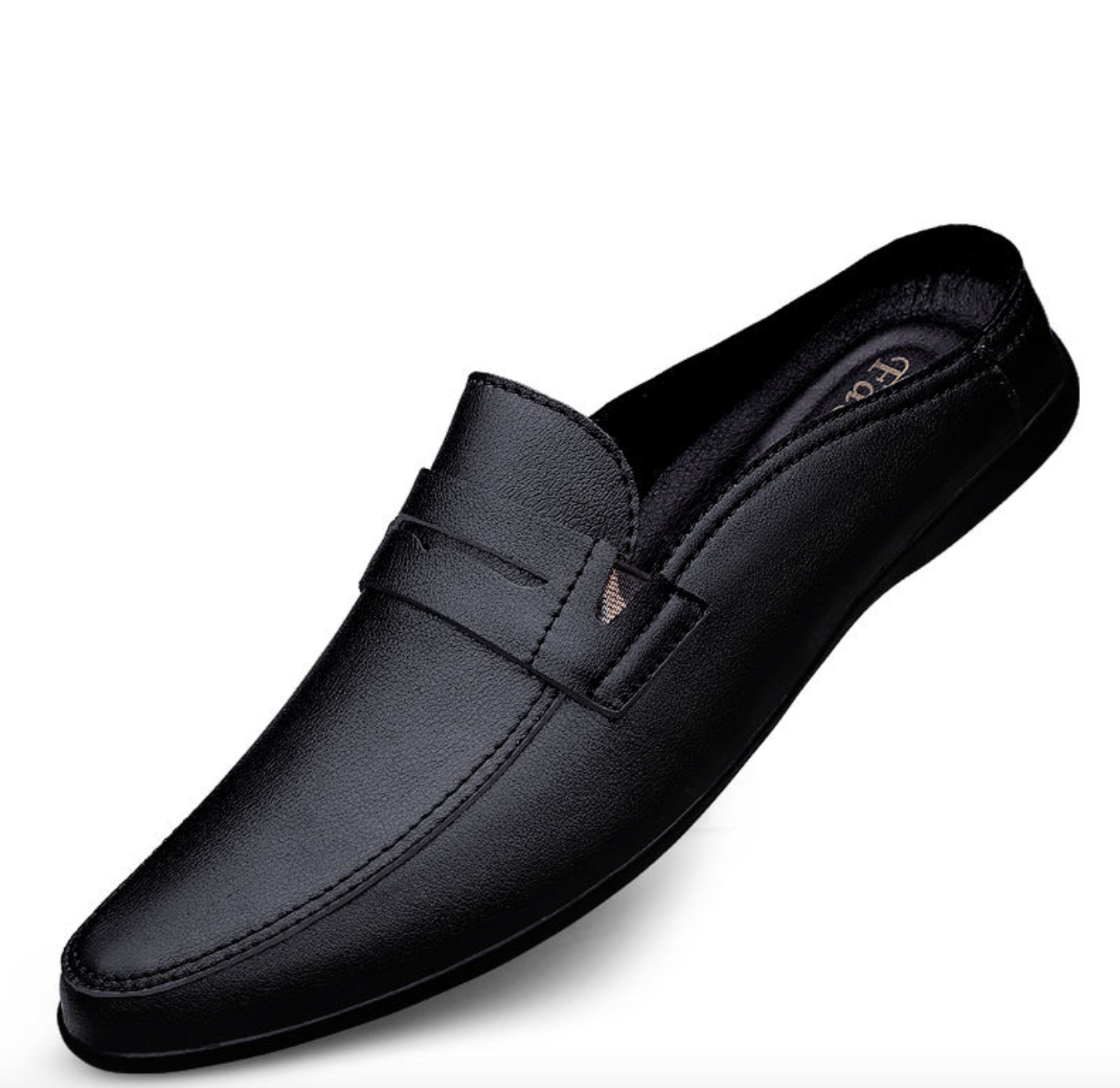 Men’s Casual Leather Half-Slippers – Trendy Low-Top Slip-On Shoes for Spring, Summer & Autumn