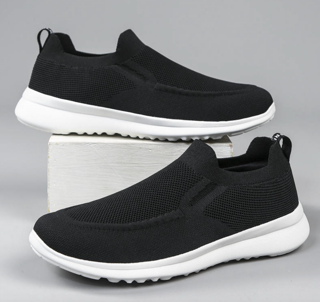 Wholesale Men’s Comfortable Breathable Slip-On Casual Shoes – Soft Sole Black Walking Shoes