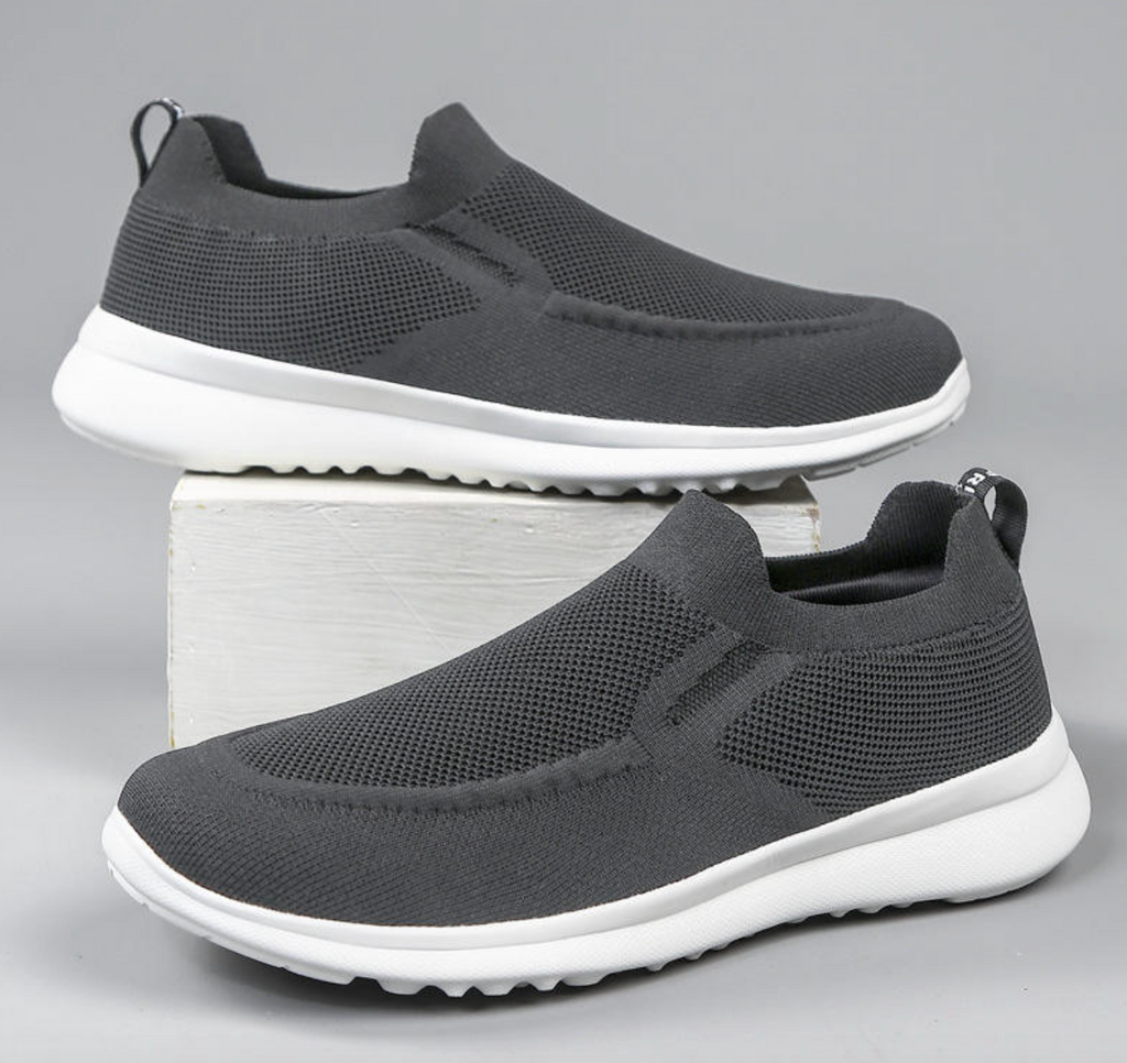 Wholesale Men’s Comfortable Breathable Slip-On Casual Shoes – Soft Sole Black Walking Shoes