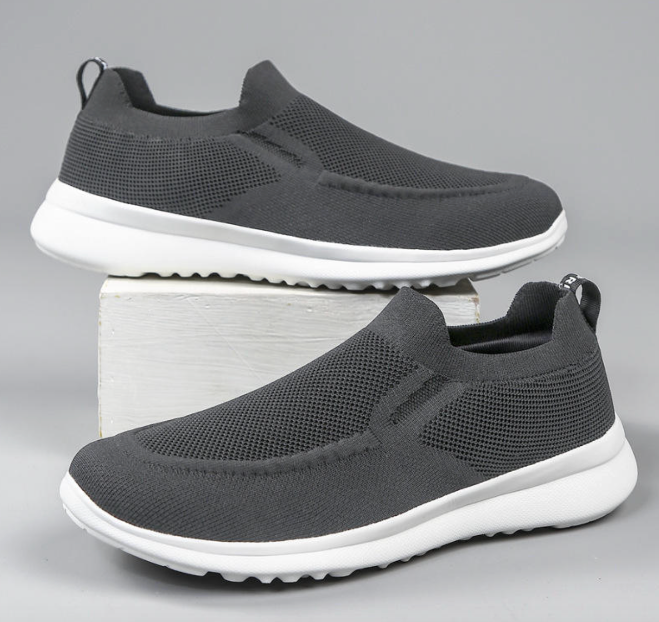 Wholesale Men’s Comfortable Breathable Slip-On Casual Shoes – Soft Sole Black Walking Shoes